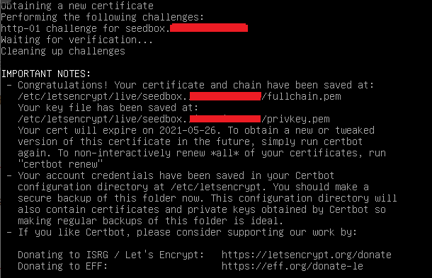 Letsencrypt certificat validé