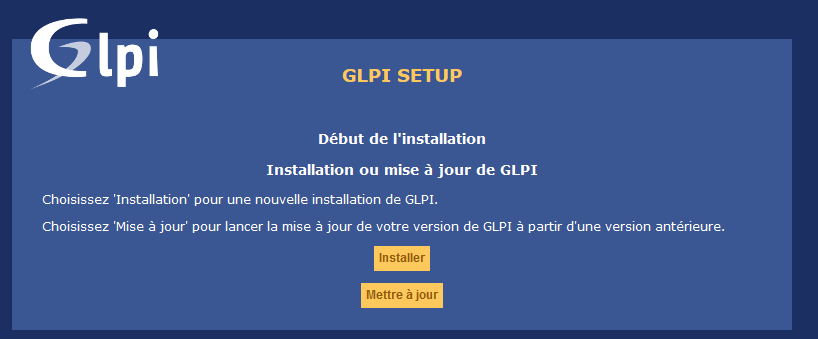 GLPI interface WEB - Installer