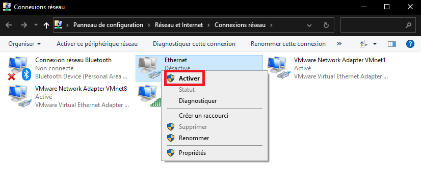 Les cartes/connexions réseaux de Windows 10 (Ethernet, WiFi, Virtuelles) 