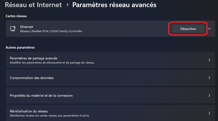 désactiver