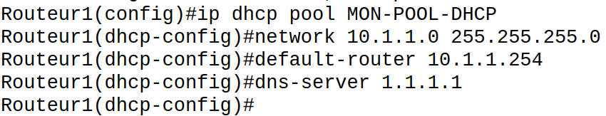 Création pool DHCP