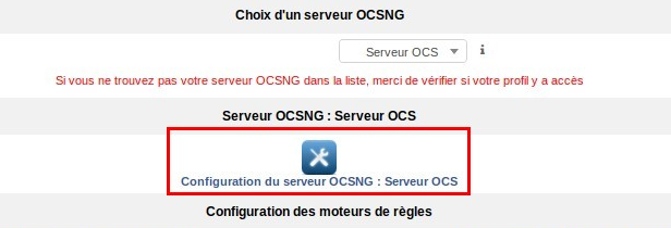 cliquez sur "Configuration du serveur OCS-NG"