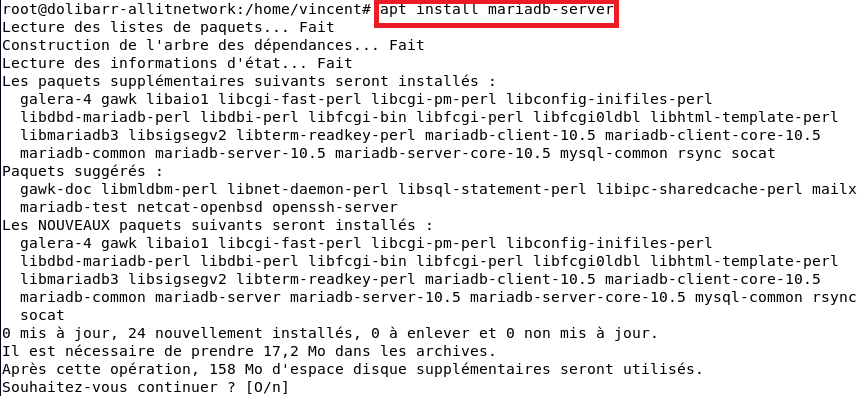 apt install mariadb-server