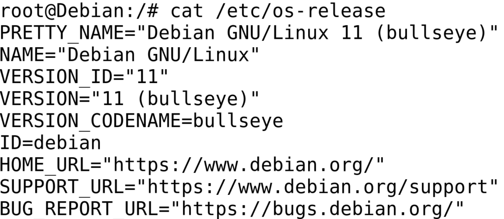 cat /etc/os-release pour voir la version de Linux