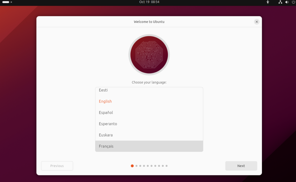 Choix langue Ubuntu 23.10