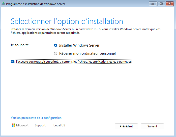 Installer Windows Server